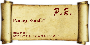Paray René névjegykártya